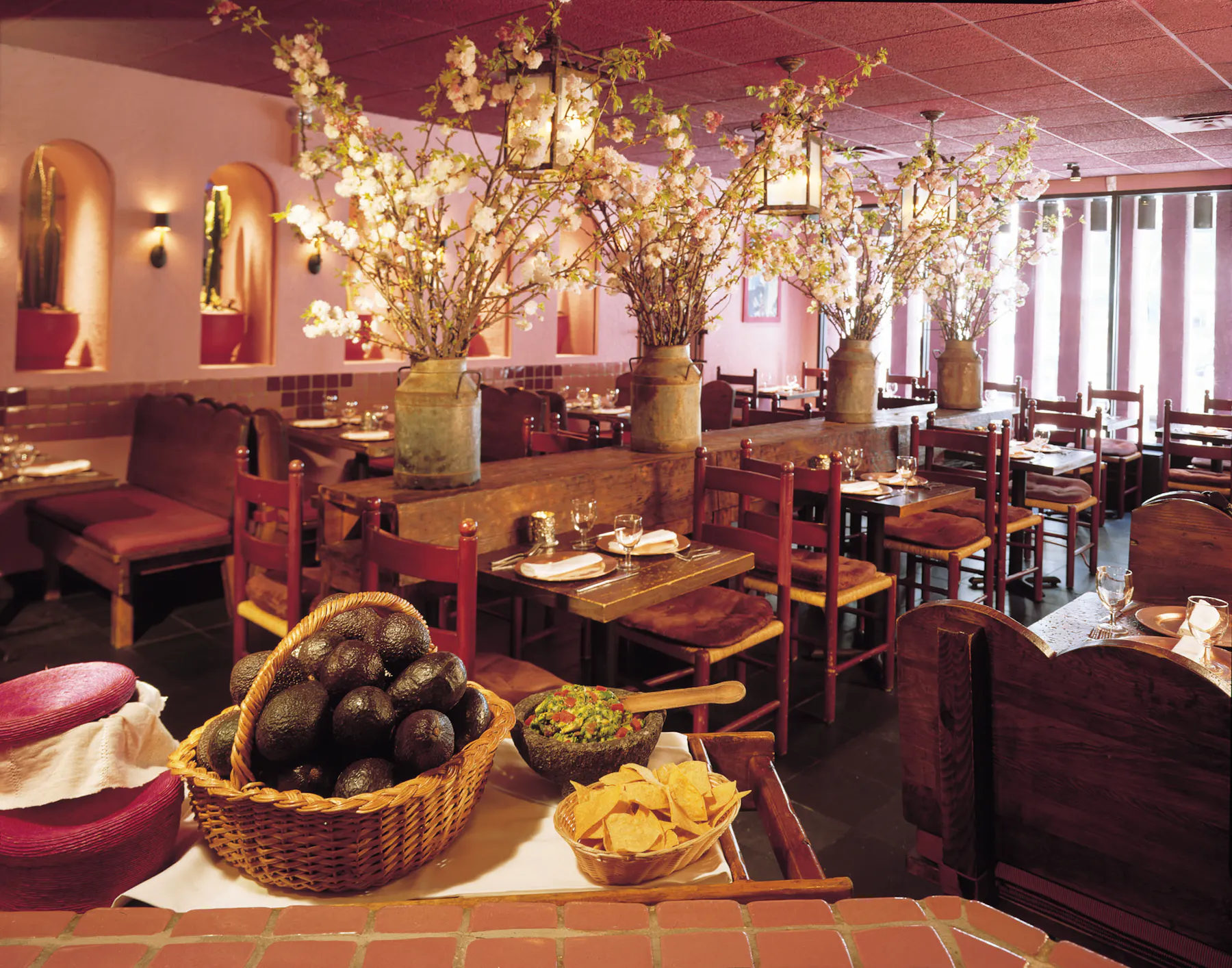 table decor on dining tables at Rosa Mexicano in First Avenue, NY